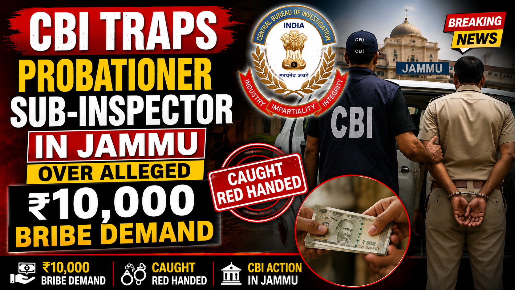 ₹10,000 की रिश्वत लेते J&K पुलिस का SI गिरफ्तार