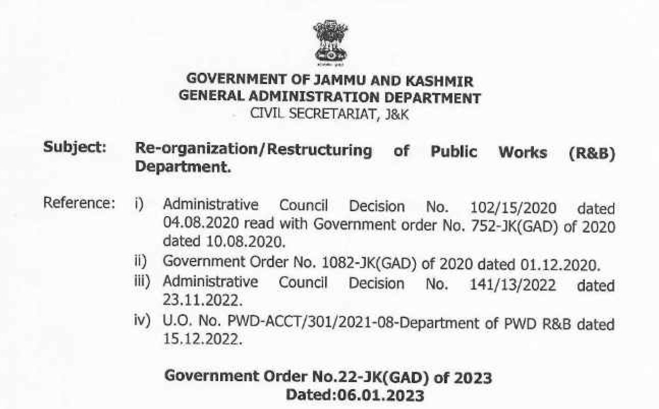 Government order reorganisation of PWD department ; Development Commissioner to be renamed Engineer-in-Chief