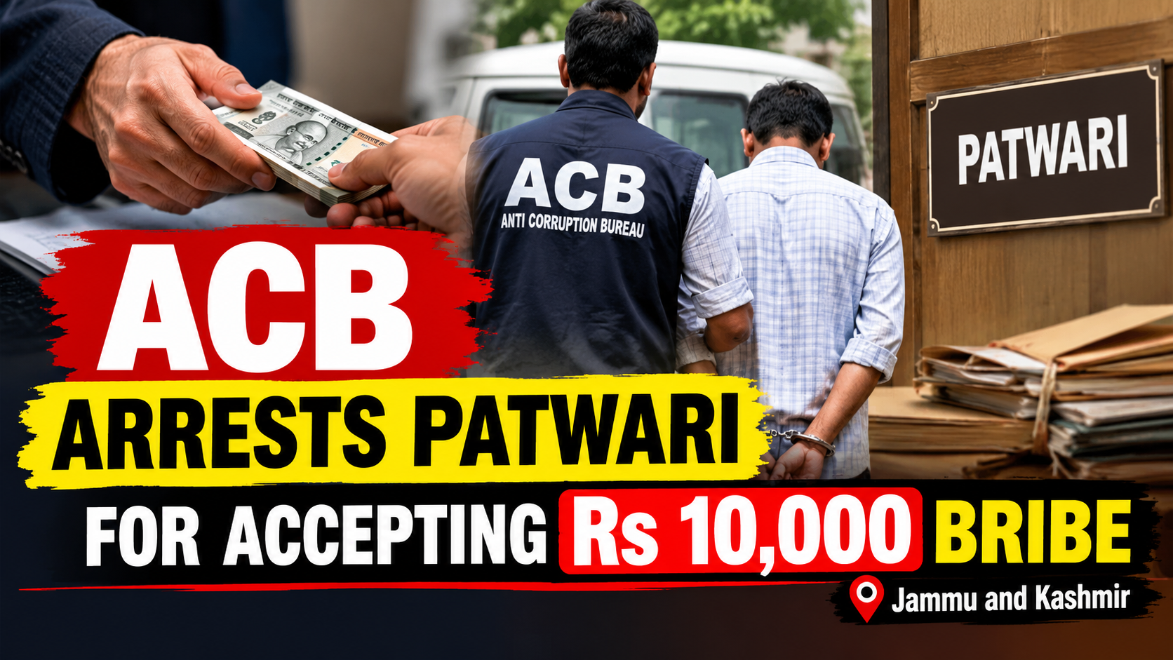 Rs 10,000 ki Rishvat Lete hue Patwari hua Giraftar #budgam