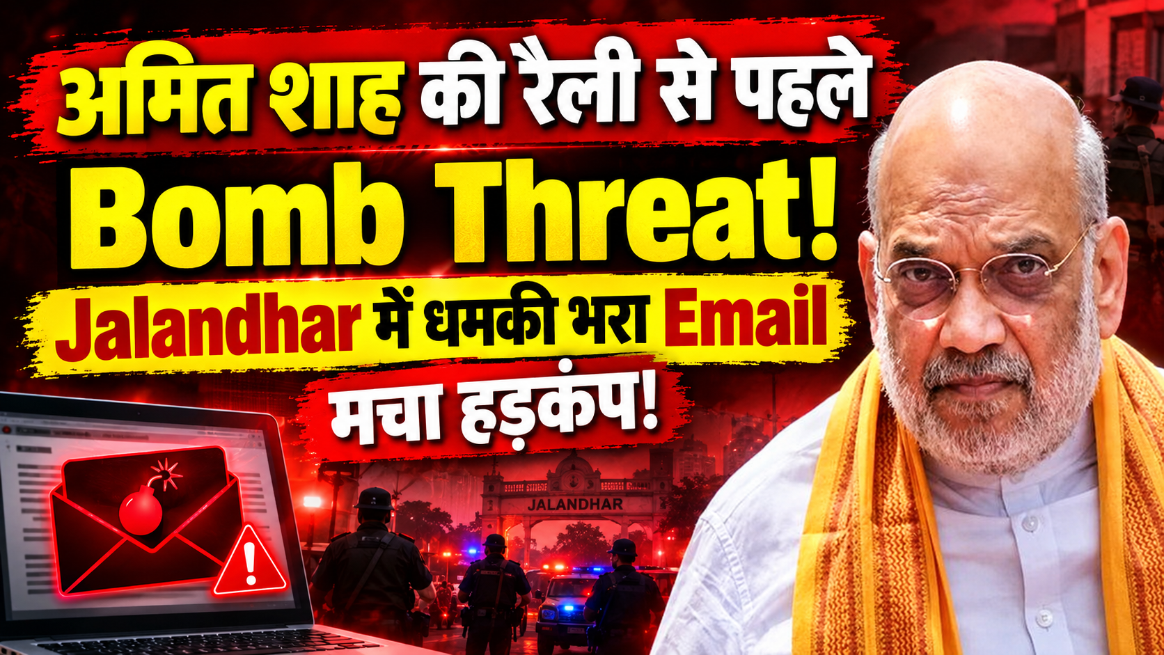 गृहमंत्री #AmitShah  की रैली से पहले जालंधर में बम की धमकी, बढ़ाई गई सुरक्षा