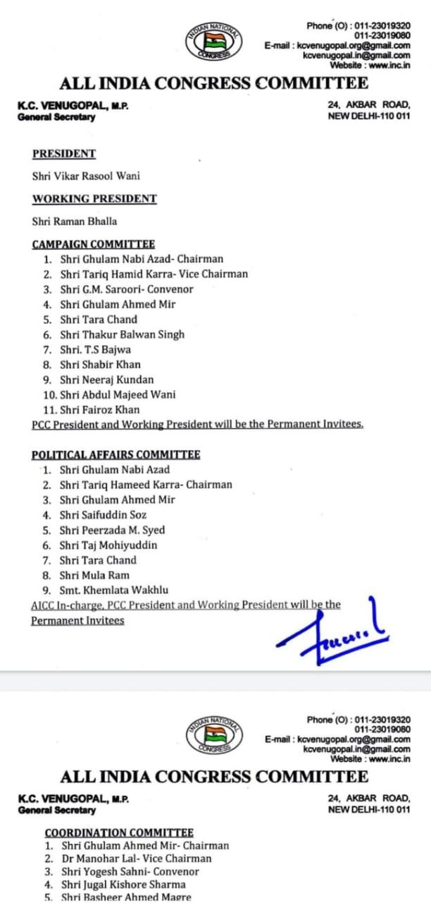 Cong appoints Vikar Rasool Wani its J&K chief