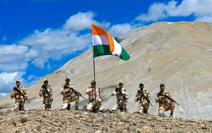 ITBP personnel brave stones at snow slope to protect Amarnath Yatris