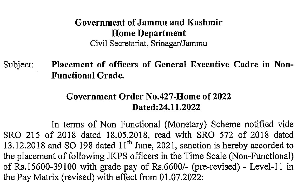 Govt Orders Promotion Of 91 JKPS Police Officers