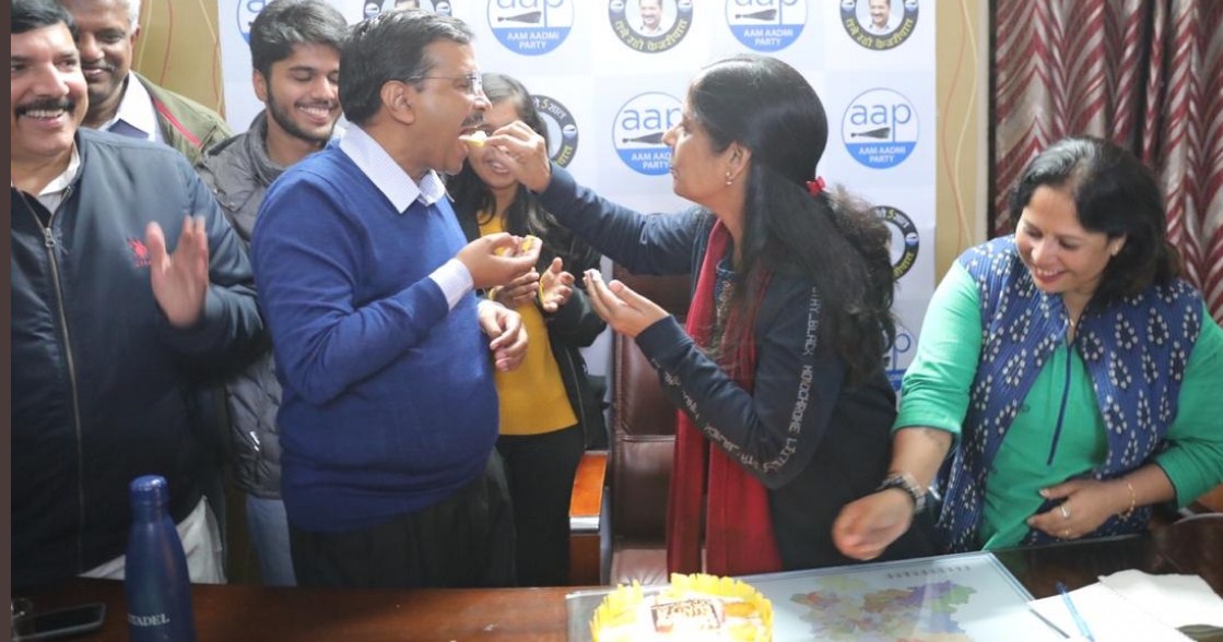 Aam Aadmi Party looks all set to form government in Delhi, leads on 58 seats