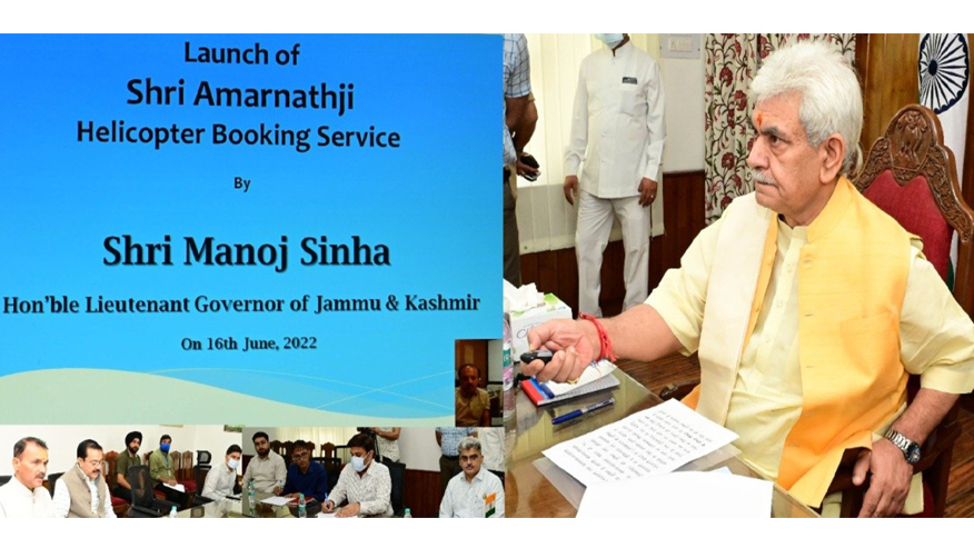 J&K: LG Manoj Sinha launched online helicopter booking service b/w Srinagar and Amarnath