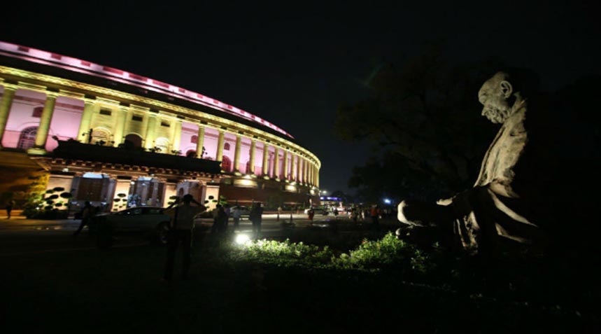Prime Minister Narendra Modi inaugurates permanent lighting in Parliament House