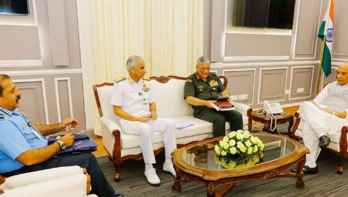 India’s Armed Forces Service Chiefs Call on Rajnath Singh to Review Border Security