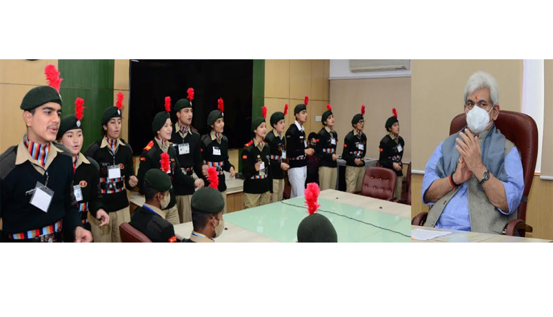 Lt Governor interacts with Republic Day contingent of J&K, Ladakh NCC cadets