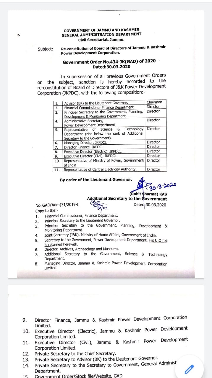 Government reconstitutes Board of Directors of JK Power Development Corporation