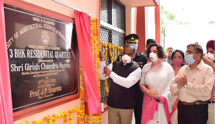 Lt Governor visits SKUAST-J, Inaugurates PG Girls Hostel, Residential block and Bed-side Oxygen Facility