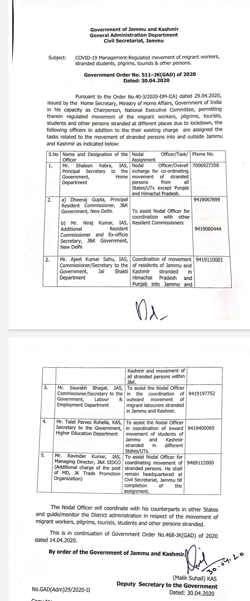 J&K govt appoints nodal officers to regulate movement of stranded passengers