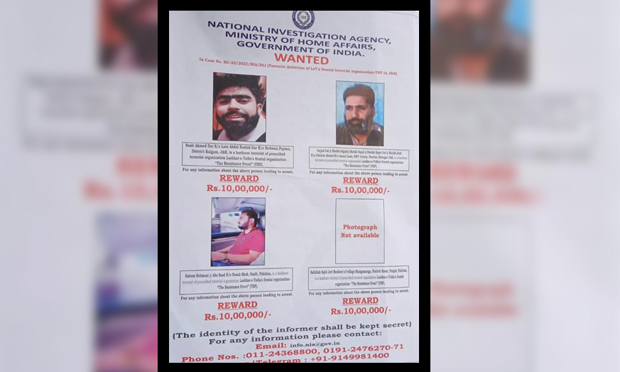 NIA puts up posters in J&K seeking infomation about four militants