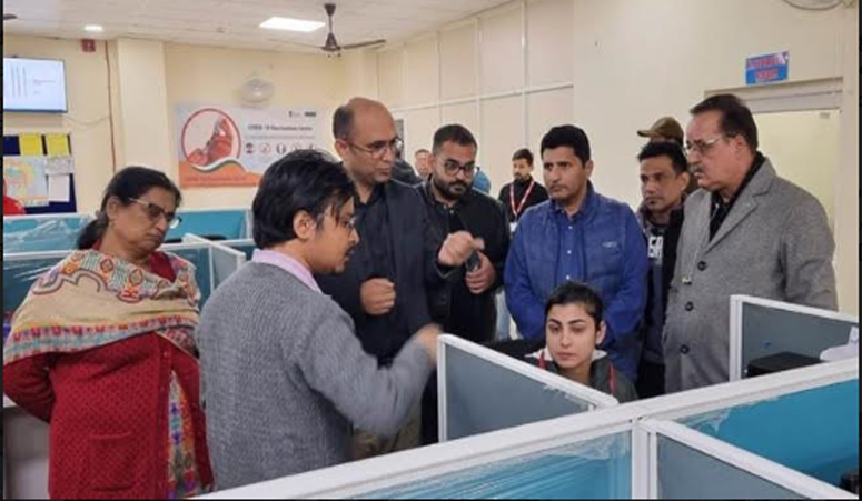 Secretary H&ME pays surprise visit to 104 Centralized Health Helpline at Nagrota Jammu