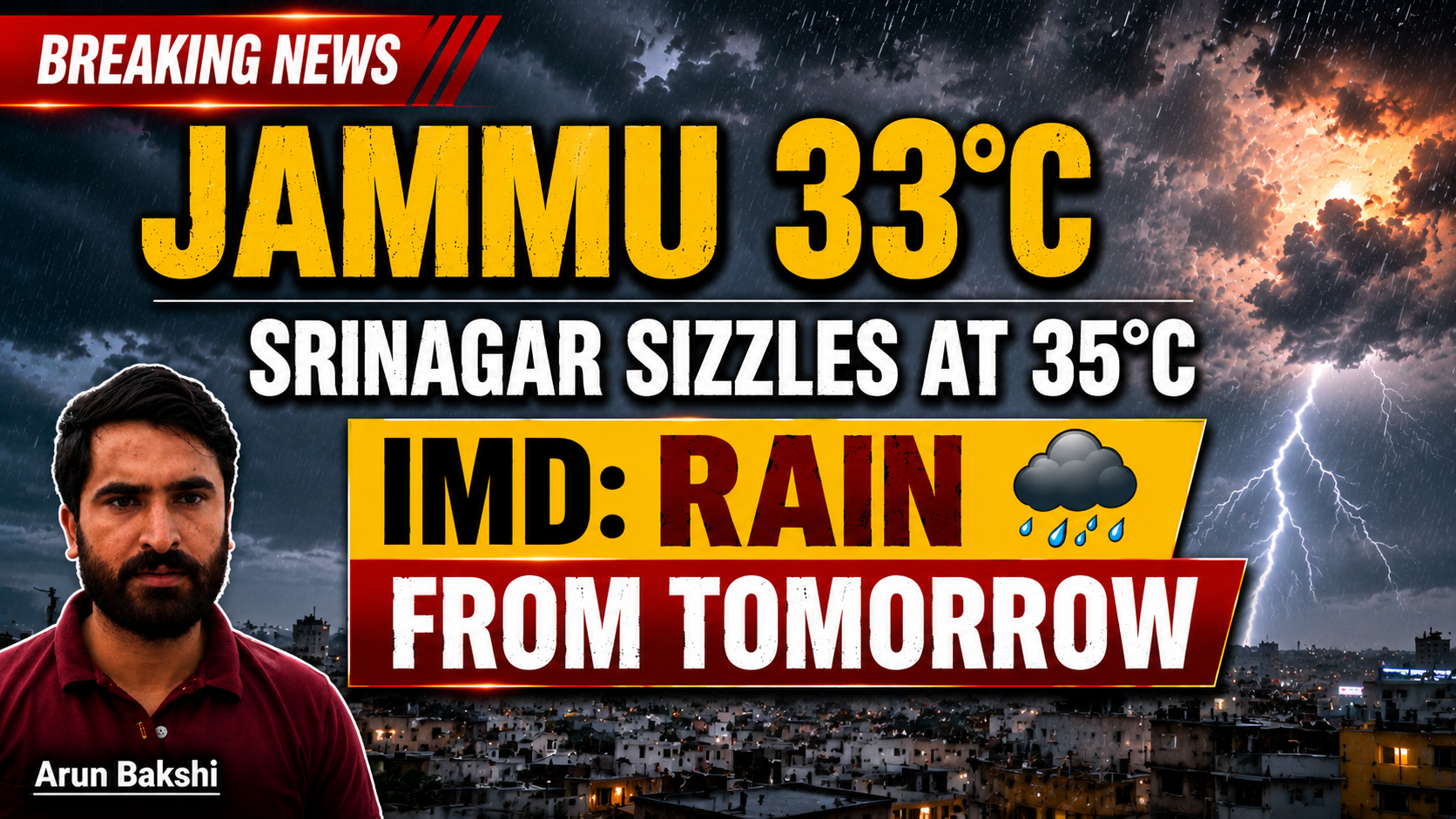 Jammu 33°C , Srinagar Sizzles at 35°C, IMD Forecasts Rain From Tomorrow