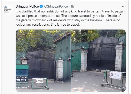 Mehbooba Mufti free to travel : Administration