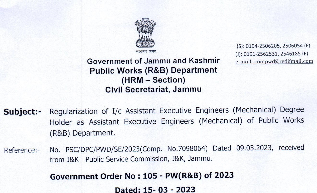 Govt. Orders regularization of 209 I/C AEE ( mech.) as AEE
