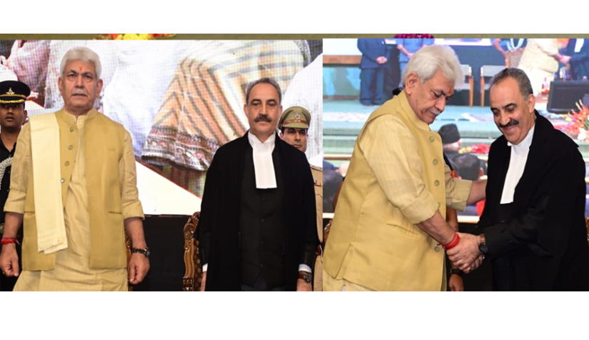 LG Manoj Sinha administers oath of office to Justice Ali Muhammad Magray as CJ