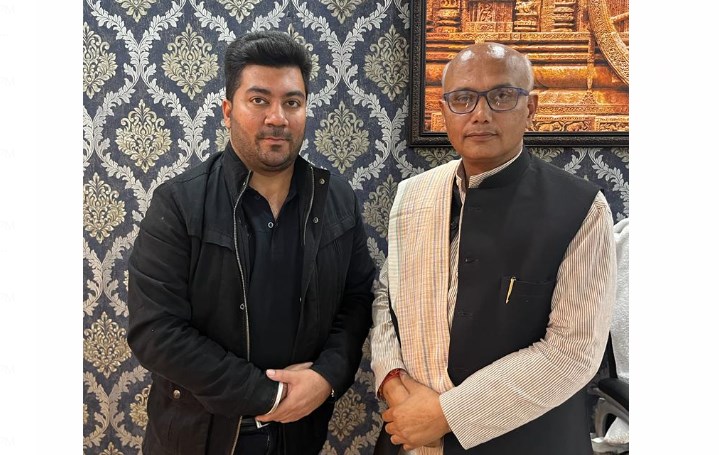 Abhinav Anand calls on Rajinder Sharma Mayor JMC and Baldev Singh Billawaria Dy Mayor JMC