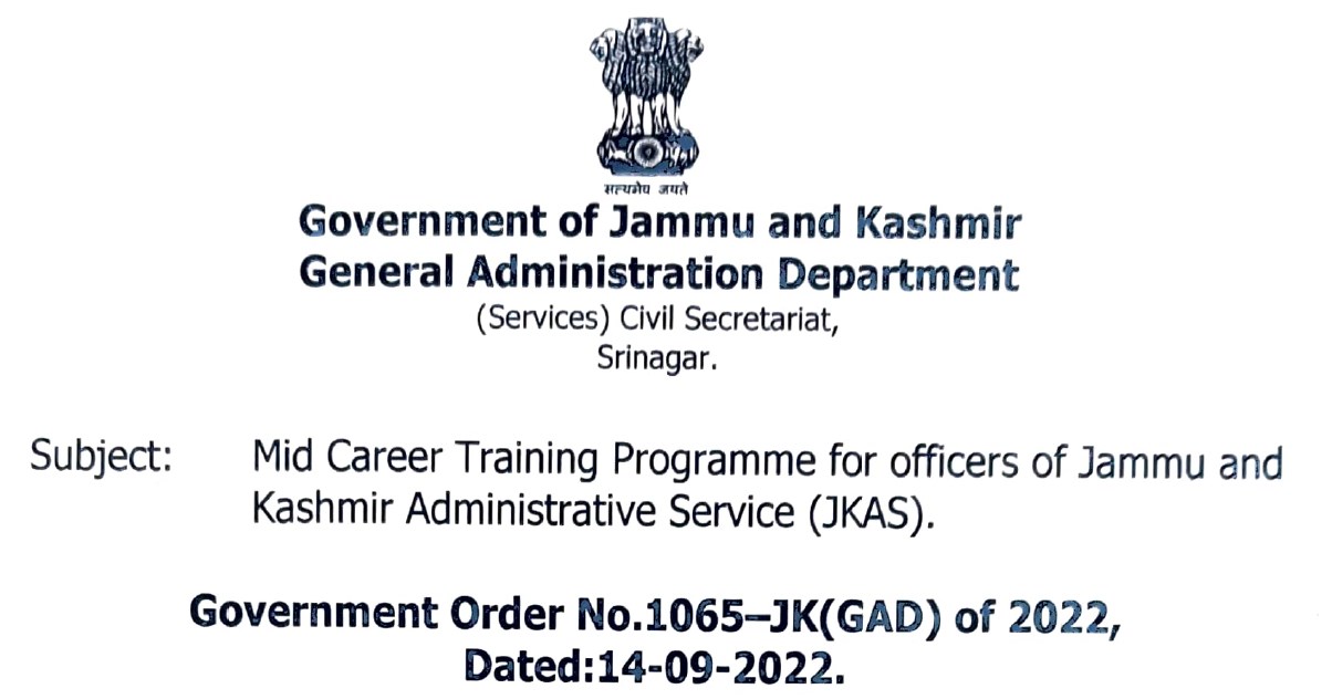 Mid Career Training Programme for officers of Jammu and Kashmir Administrative Service JKAS