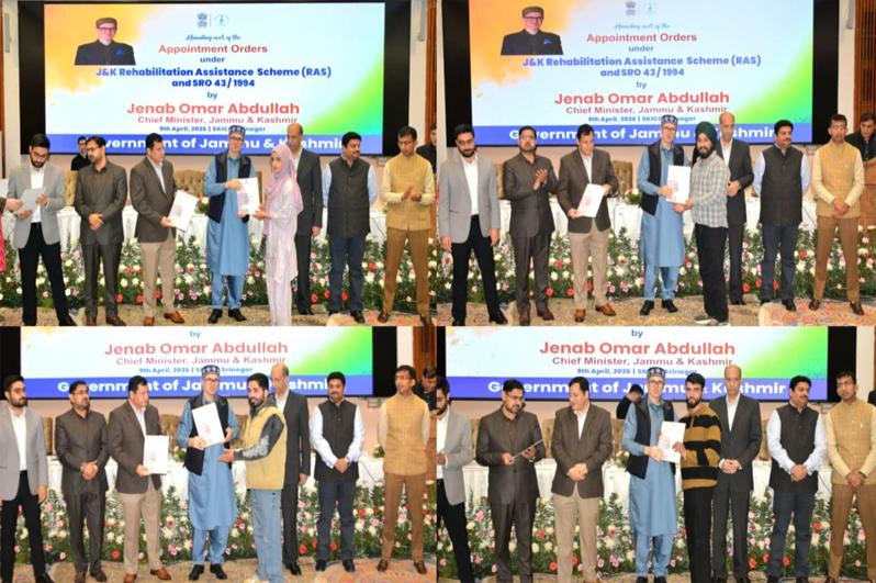 CM Omar Abdullah distributes compassionate appointment orders to 90 beneficiaries of Kashmir division