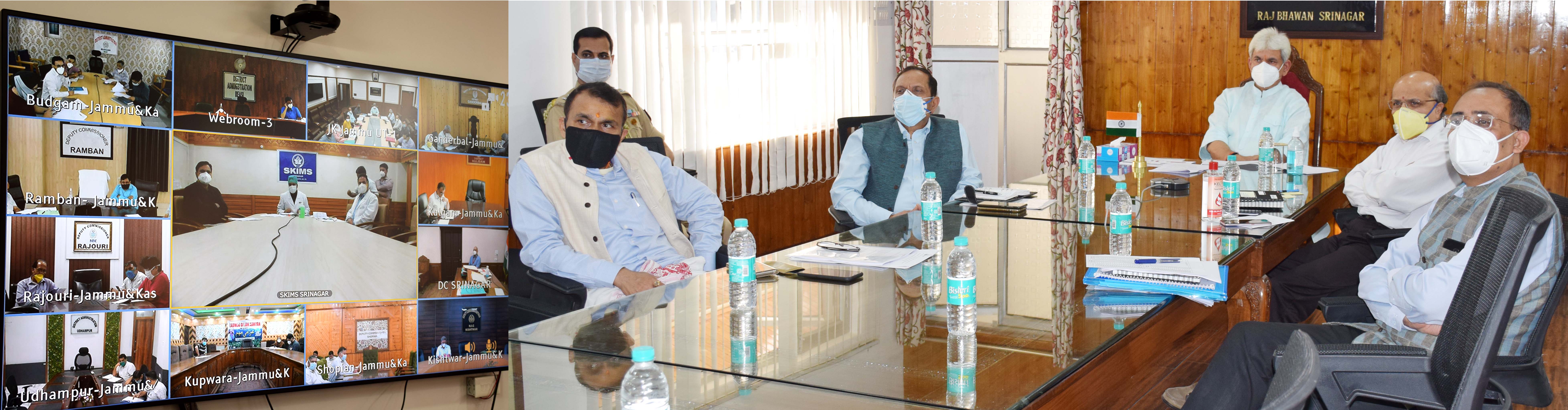 LG reviews Covid Management in J&K, assures full Government support to Hospitals