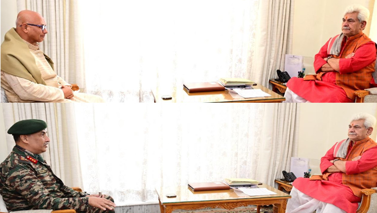 Mayor JMC, Former Dy CMs, GOC 16 Corps call on Lt Governor