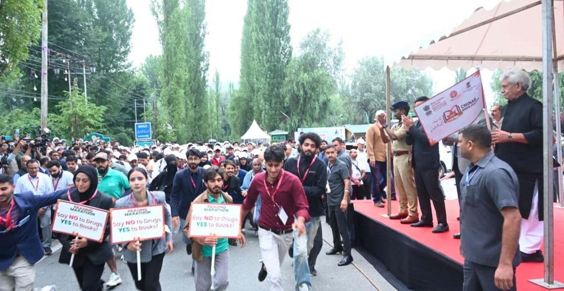 Lieutenant Governor Flags Off Reading Marathon at Dal Lake, Srinagar