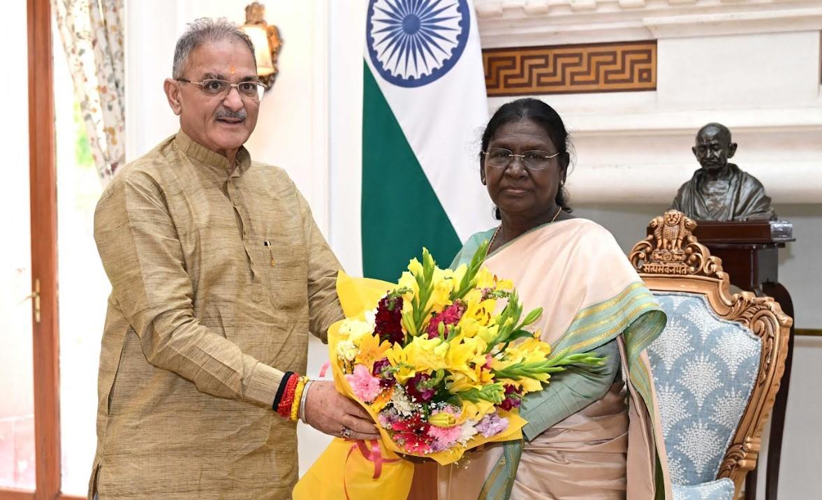 Governor Kavinder Gupta calls on President Droupadi Murmu in New Delhi