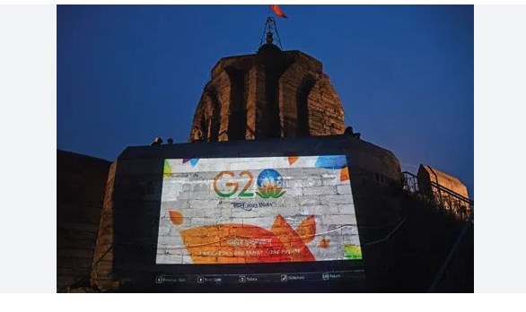 Shankaracharya Temple illuminated with G20 logo in Srinagar