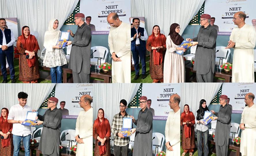 CM Omar Abdullah felicitates J&K’s four NEET toppers
