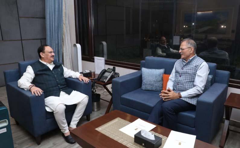 LG Kavinder Gupta Calls on Union Health Minister JP Nadda in Delhi