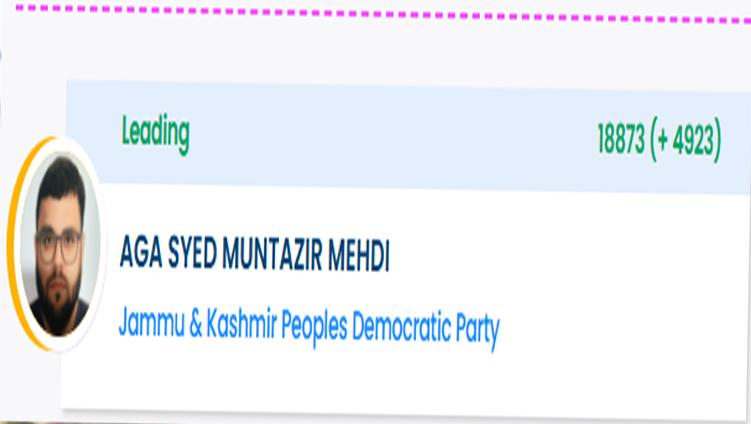 PDP nominee leads in Budgam bypoll, NC candidate trailing