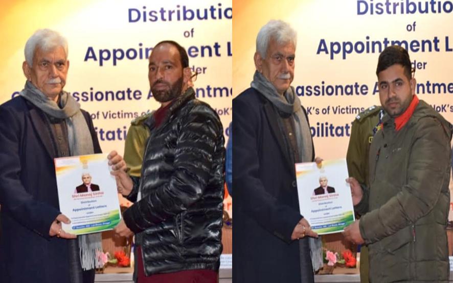 Lieutenant Governor hands over appointment letters to 39 NoKs of terror victims from Kashmir Division