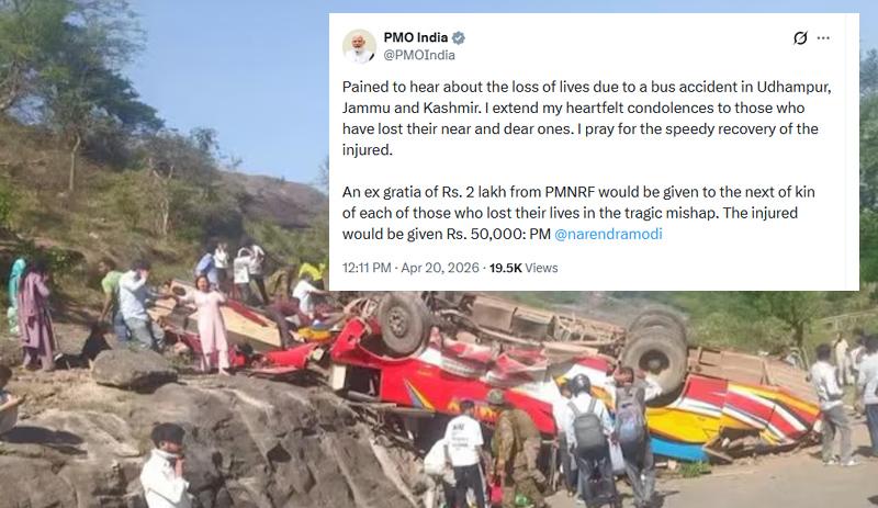 PM Modi Expresses Condolences Over Udhampur Road Accident, Announces Ex-Gratia
