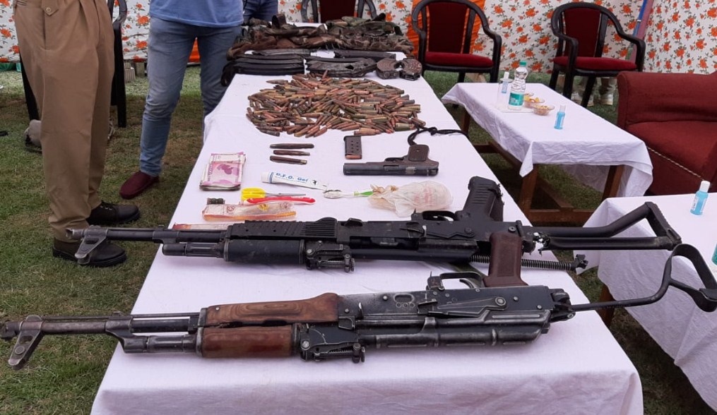 Arms and ammunition recovered from terrorist encounter site in J-K's Kupwara