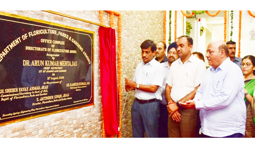 Chief Secretary inaugurates newly constructed Directorate of Floriculture at Bagh-e-Bahu